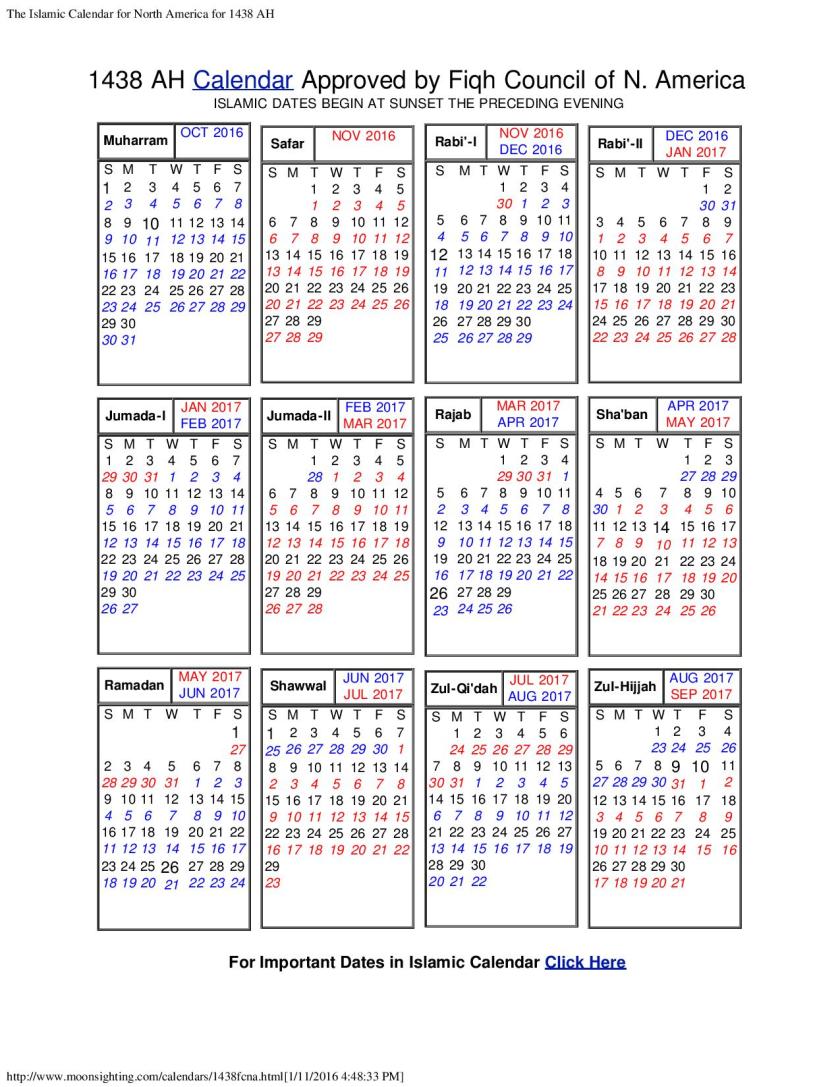 Printable Hijri Calendar
